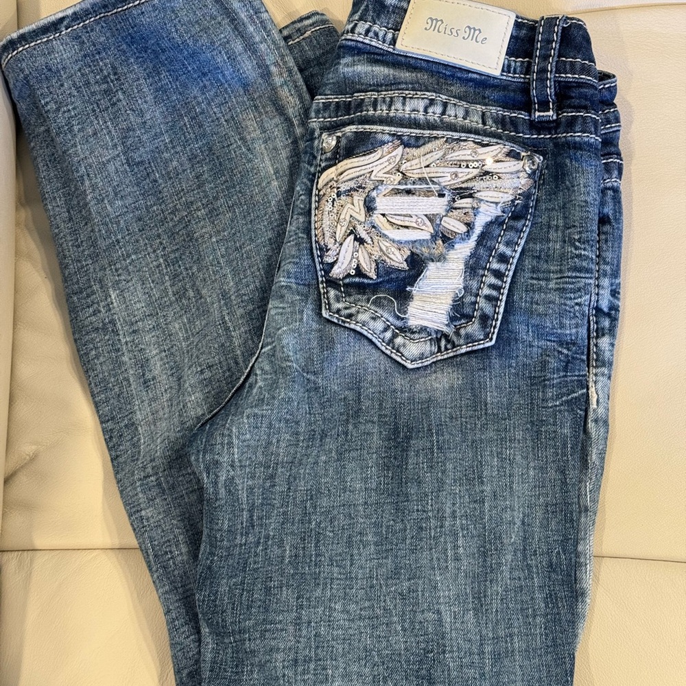Miss Me Blue Boot Cut Jeans with Embroidered Back